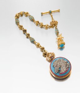 Montre de présentation extrêmement fine et historiquement intéressante avec chaîne et sceau, faite pour le roi Louis II de Bavière, vers 1880 - European School