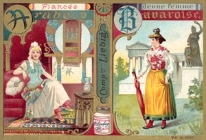 Fiancée arabe et jeune femme bavaroise (chromolithographie)