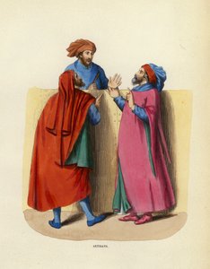 Artisans (gravure en couleur) - European School