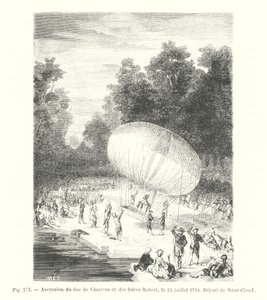 Ascension du duc de Chartres et des frères Robert, le 15 juillet 1784, Départ de Saint-Cloud