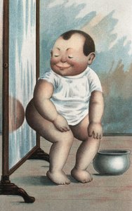 Bébé avec un miroir (lithographie couleur)