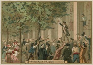 Camille Desmoulins appelle aux armes devant le Palais-Royal, Paris, Révolution française, 12 juillet 1789 - European School