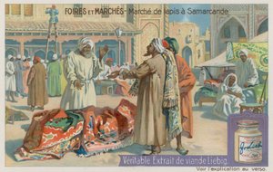 Marché aux tapis à Samarcande