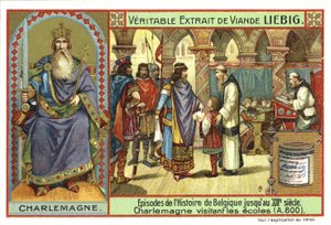 Charlemagne, roi des Francs, visitant une école, 800 - European School