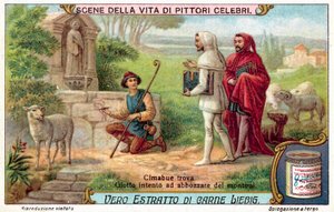 Cimabue trouve Giotto dessinant des moutons - European School