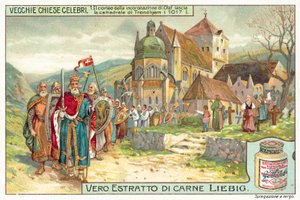 Procession de couronnement du roi Olaf II de Norvège quittant la cathédrale de Trondheim - European School