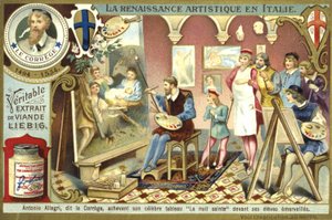 Correggio achevant sa peinture de la Nativité devant ses étudiants émerveillés - European School