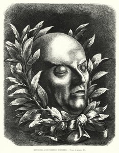 Masque mortuaire du poète allemand Friedrich Schiller (lithographie) - European School