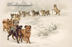 Carte postale de chien (lithographie couleur)