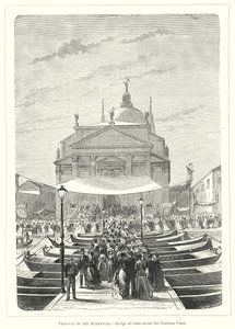 Festival du Redentore, Pont de bateaux sur le canal de la Giudecca (gravure) - European School