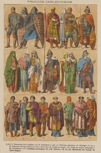 Francs carolingiens (lithographie en couleur) - European School