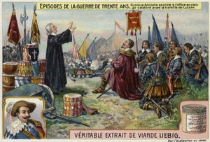 Gustave-Adolphe de Suède assiste à un service en plein air avant la bataille de Lützen, Allemagne, 1632 - European School