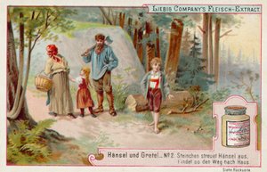 Hansel et Gretel : Hansel laissant une traînée de cailloux pour retrouver le chemin de la maison - European School