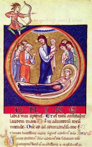Initiale historiée représentant la mort de la Vierge, d