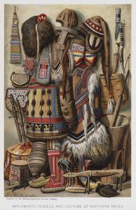 Outils, récipients et costumes des races du Nord (chromolithographie) - European School