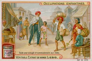 Enfants indiens travaillant comme guides pour les aveugles et faisant des courses - European School