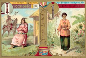 Femmes iroquoises et javanaises (chromolithographie) - European School