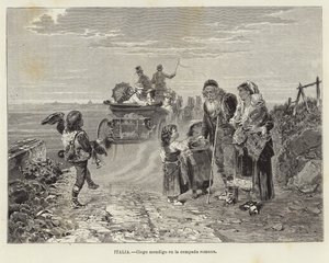 Italie - Mendiant aveugle dans la campagne romaine - European School