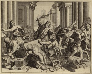 Jésus-Christ chassant les changeurs du Temple (gravure) - European School