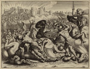Josué et les Israélites conquérant et brûlant la ville d