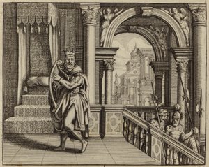 Le roi David jouant de la harpe - European School