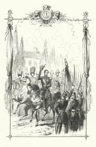 Le roi Léopold Ier, le duc de Brabant et le comte de Flandre passant en revue une parade militaire, Belgique