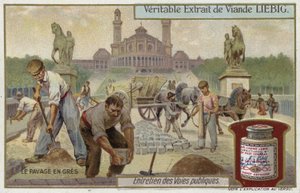 Pose de pavés en grès - European School