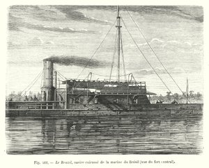 Le Brazil, navire cuirassé de la marine du Brésil, vue du fort central - European School