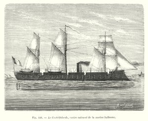 Le Castelfidardo, navire cuirassé de la marine italienne (gravure) - European School