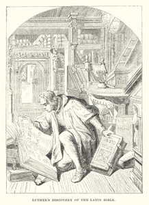 Découverte de la Bible latine par Luther (gravure) - European School