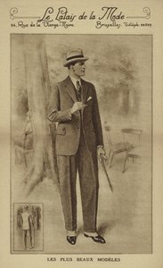 Mode masculine vers les années 1930 (lithographie) - European School