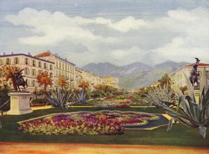 Menton, Le Jardin Public (lithographie couleur) - European School