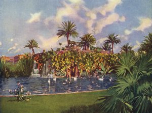 Nice, La Grotte du Jardin Public (colour litho) - European School