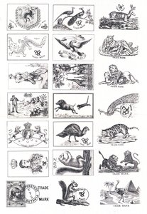 Page de marques, principalement impliquant des animaux (gravure) - European School