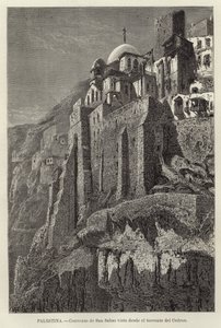 Palestine, Couvent de Saint-Sabas vu depuis le torrent du Cédron - European School