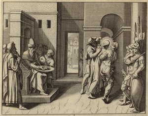 Ponce Pilate se lavant les mains après que Jésus-Christ a été condamné à mort (gravure) - European School