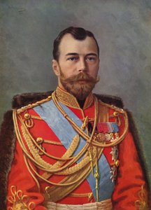 Portrait du tsar Nicolas II (lithographie couleur) - European School