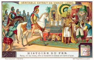 Porus, roi des Pauravas, offrant à Alexandre le Grand une barre d