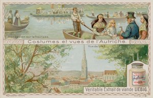 Procession de bateaux sur le lac Traunsee et vue de Linz