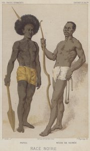 Race noire, Papou, Noir de Guinée (chromolitho) - European School