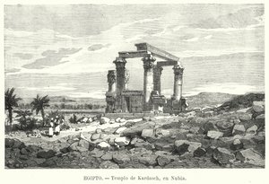 Kiosque romain de Qertassi, Nubie (lithographie) - European School