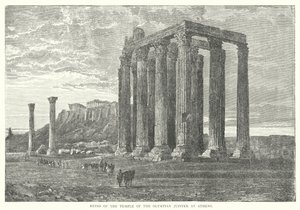 Ruines du Temple de Jupiter Olympien à Athènes (gravure) - European School