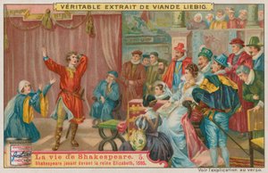 Shakespeare jouant devant la reine Élisabeth I en 1595 - European School