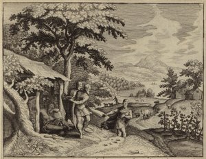 Sem et Japhet couvrant la nudité de leur père, Noé (gravure)
