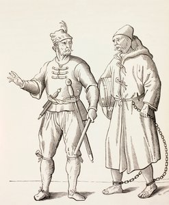 Soldat de galère du XVIe siècle avec un esclave de galère, vers 1880 - European School