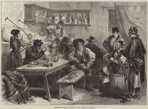 Croquis en Espagne, une taverne dans la banlieue de Madrid (gravure) - European School