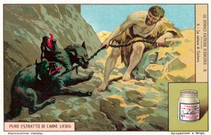 La capture de Cerbère (chromolithographie)