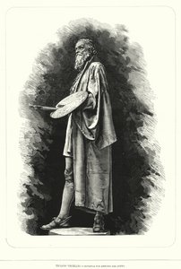 Titien, artiste de la Renaissance italienne, statue par Antonio dal Zotto (lithographie) - European School