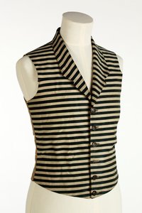 Gilet à rayures horizontales vert foncé et blanc, c.1800-50