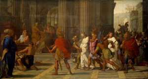 Saint Gervais et Saint Protais amenés devant Astasius, refusent de sacrifier à Jupiter - Eustache Le Sueur